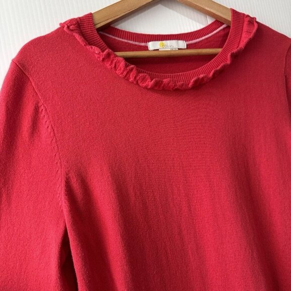 Boden Bernadette Wool Cotton Ruffle Neck Sleeves Red Sweater Size 8 - Picture 15 of 15
